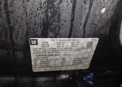 2015 Chevrolet Suburban 1500 Ltz from USA, damaged, VIN 1GNSKKKC5FR518087